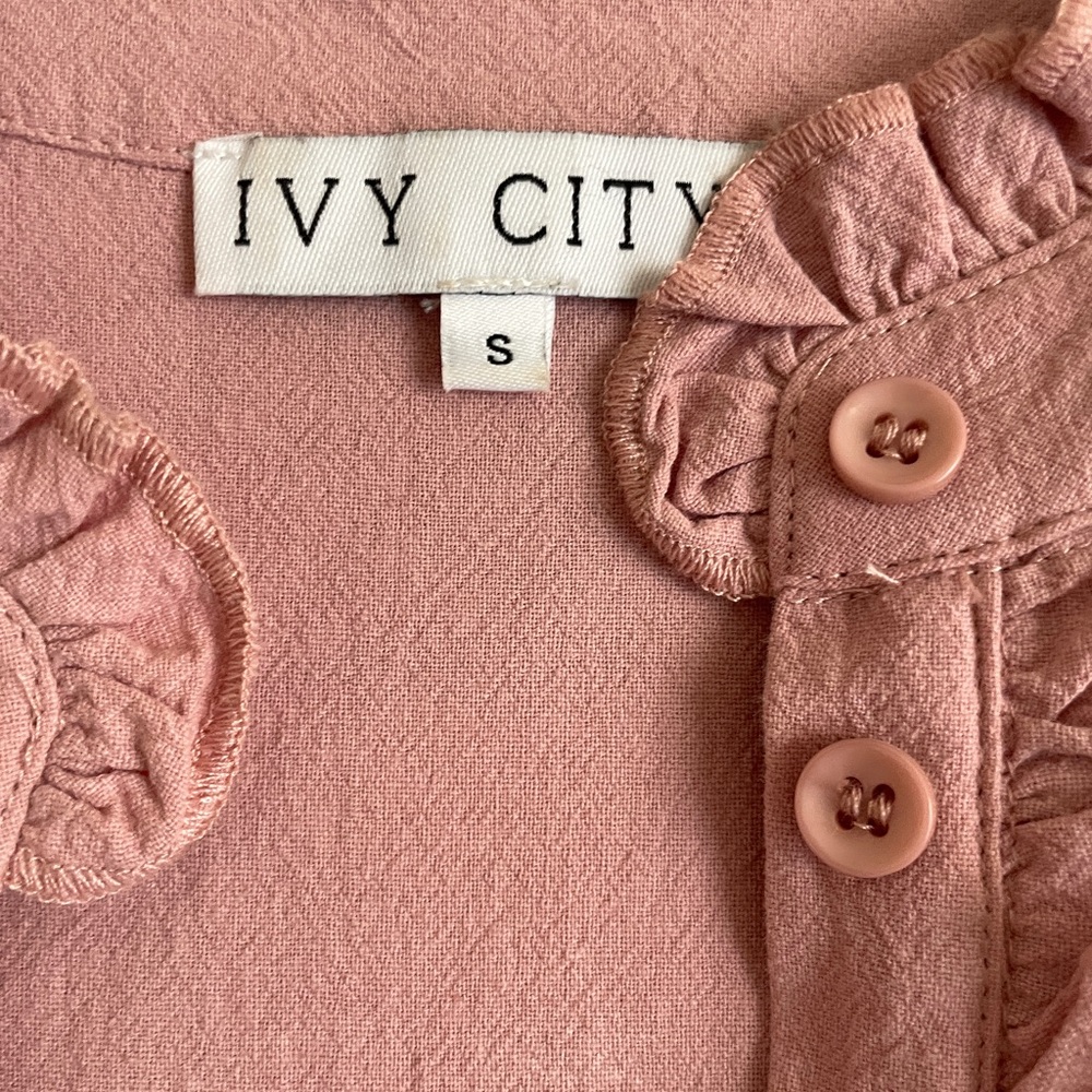 Ivy City Co Dusty Rose Cherry Blossom Ribbon Midi Dress - Picture 2 of 5